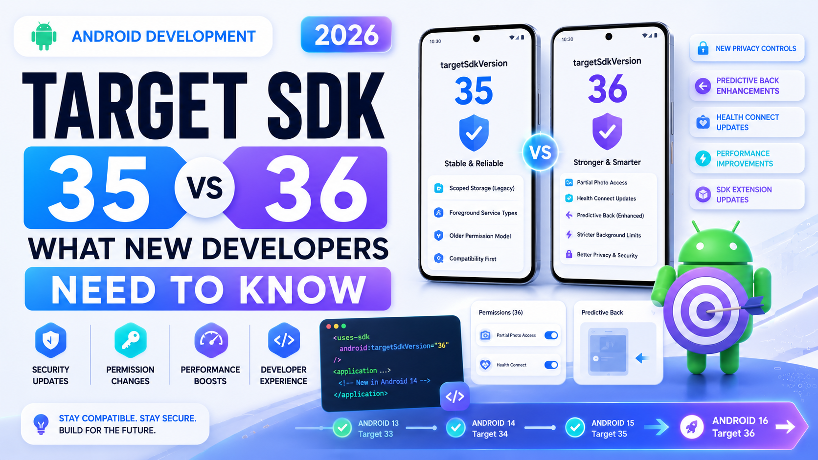 Target SDK 35 vs 36: What New Developers Need to Know